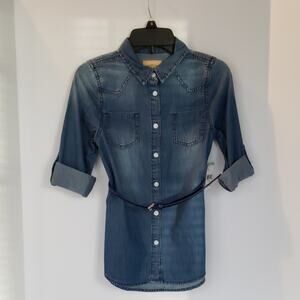 Roebuck & Co Girl's Blue Denim Shirt Small 7/8